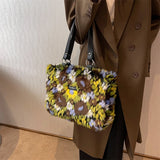 Vintage Faux Fur Totes Women Shoulder Bags