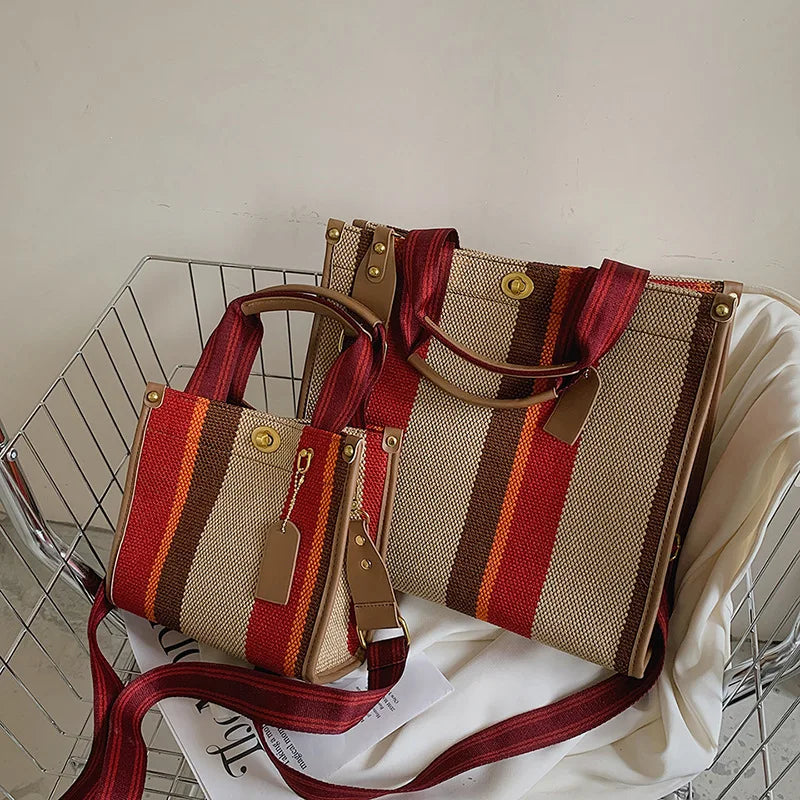 Vintage Large Capacity Women's Handbag Canvas Shoulder Bag Crossbody Tote