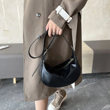 Vintage Leather Crossbody Bag for Women Half Moon Handbag