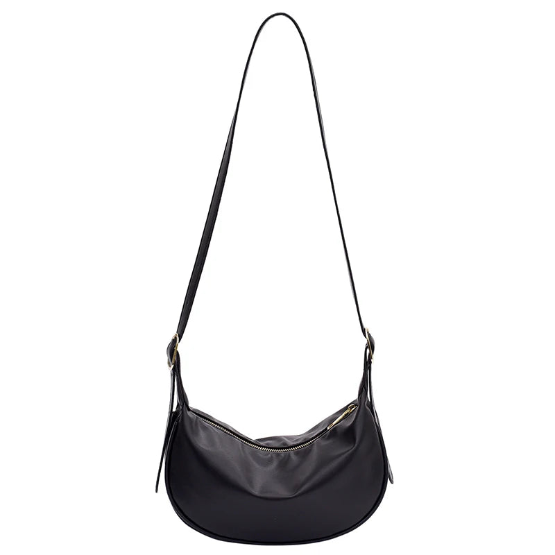 Vintage Leather Crossbody Bag for Women Half Moon Handbag