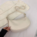 Vintage Leather Crossbody Bag for Women Half Moon Handbag