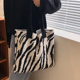 Vintage Large Capacity Woolen Shoulder Bag for Women
