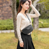 Vintage Diamond Lattice PU Leather Fanny Pack For Women Waist Bag