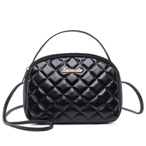 Vintage Diamond Lattice Women Messenger Bag Soft PU Leather Crossbody Handbag