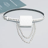 Vintage Diamond lattice PU Mini Waist Packs Women Leather Waist Belt