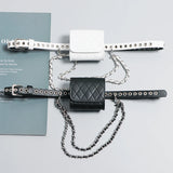 Vintage Diamond lattice PU Mini Waist Packs Women Leather Waist Belt