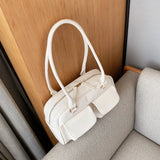 Vintage Double Flap Pocket Shoulder Bag for Women