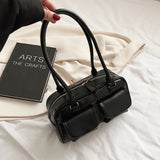 Vintage Double Flap Pocket Shoulder Bag for Women
