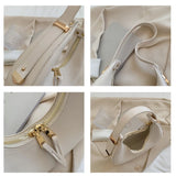 Vintage Double Zipper Shoulder Bag PU Leather Handbag