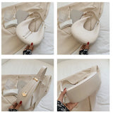 Vintage Double Zipper Shoulder Bag PU Leather Handbag