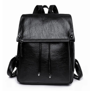 Vintage Drawstring Women Backpack Casual Student School Bag PU Leather Travel Ru
