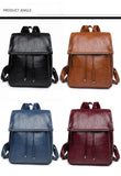 Vintage Drawstring Women Backpack Casual Student School Bag PU Leather Travel Ru