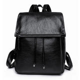 Vintage Drawstring Women Backpack Casual Student School Bag PU Leather Travel Ru