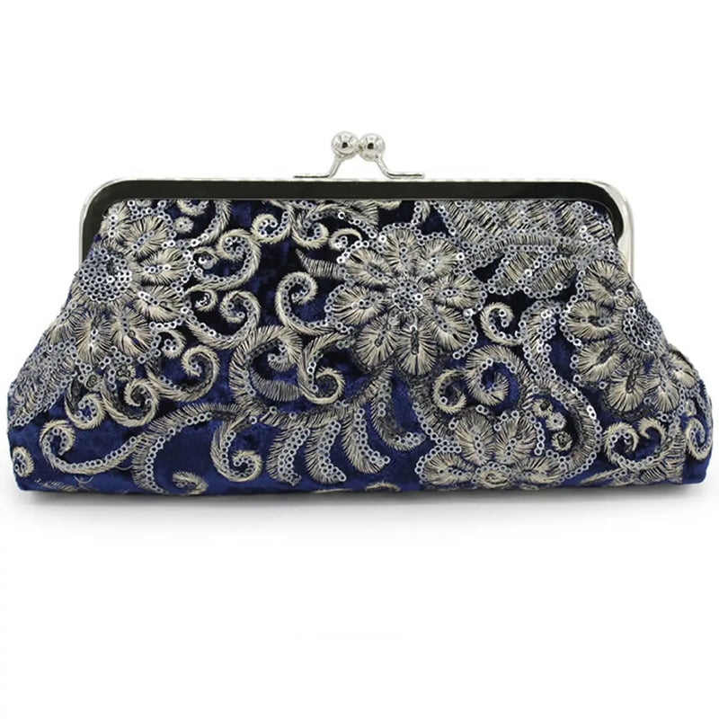 Vintage Floral Evening Clutch Chain Crossbody Bag Party Purse
