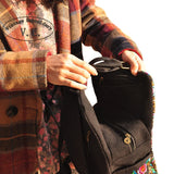 Ethnic Flower Embroidered Canvas Backpack for Women