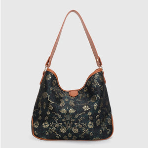 Vintage Embroidery Flowers Large Tote Bag Women Shoulder Crossbody Bags
