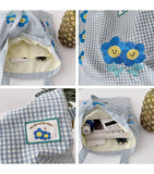 Vintage Embroidery Plaid Women Large Shoulder Bag Girly Flower Purse Handbags