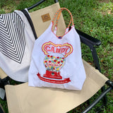Vintage Embroidery Women Shoulder Bag Large Shopping Bag