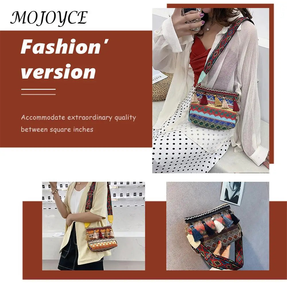 Vintage Ethnic Style Bucket Shoulder Bag for Traveling