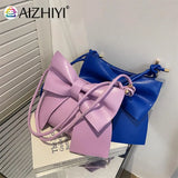 Vintage Big Bow Shoulder Bags Leather Women England Style Handbags