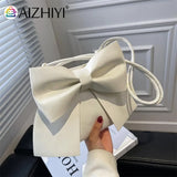 Vintage Big Bow Shoulder Bags Leather Women England Style Handbags