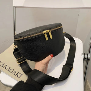 Vintage Fanny Pack Woman Banana Waist Bag Soft Leather