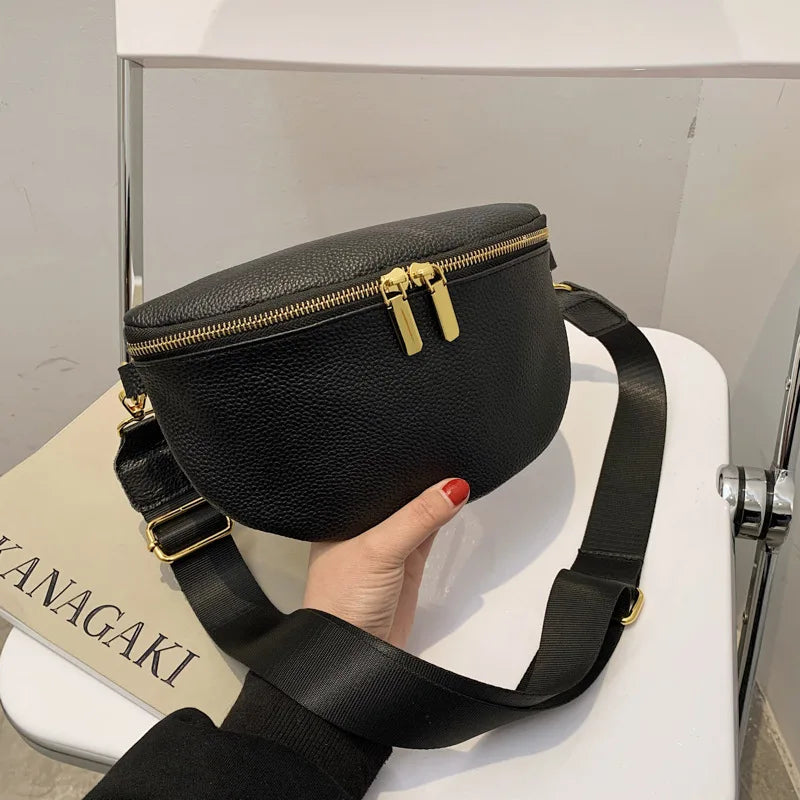 Vintage Fanny Pack Woman Banana Waist Bag Soft Leather