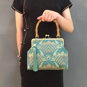 Vintage Wood Chain Crossbody Bag Women's Handbags