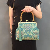 Vintage Wood Chain Crossbody Bag Women's Handbags