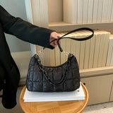 Vintage Canvas Casual Plaid Chain Shoulder Bag for Women