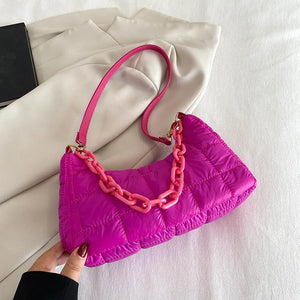 Vintage Canvas Casual Plaid Chain Shoulder Bag for Women