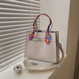 Vintage Female Ribbon bag PU Leather Women's Handbag Shoulder Mess