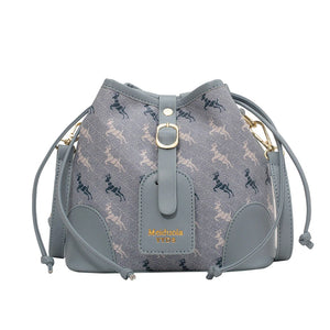 Vintage Women's Handbag PU Leather Bucket Shoulder Messenger Bag