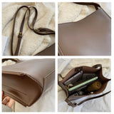 Vintage PU Leather Women's Handbag High Capacity Shoulder Bag