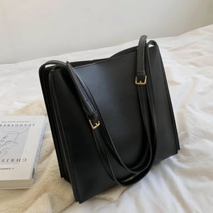 Vintage PU Leather Women's Handbag High Capacity Shoulder Bag