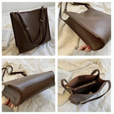 Vintage PU Leather Women's Handbag High Capacity Shoulder Bag