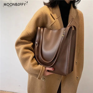 Vintage Female Tote PU Leather Women's Shoulder Bag