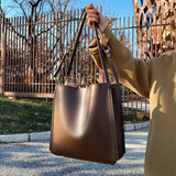 Vintage PU Leather Women's Handbag High Capacity Shoulder Bag
