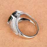 Vintage Green Crystal Emerald Gemstones Rings for Men Silver Jewelry Bague Mascu