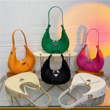 Vintage Litchi Pattern Crescent Bag Armpit Shoulder Bag