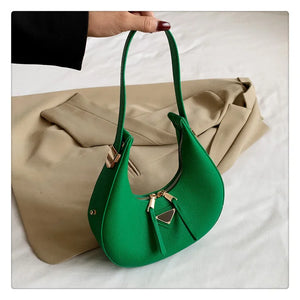 Vintage Litchi Pattern Crescent Bag Armpit Shoulder Bag