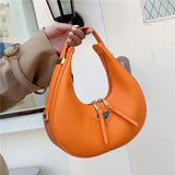 Vintage Litchi Pattern Crescent Bag Armpit Shoulder Bag