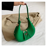 Vintage Litchi Pattern Crescent Bag Armpit Shoulder Bag