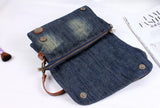 Vintage Leather Flower Denim Jeans Shoulder Bags Girls Handbags Crossbody Bag