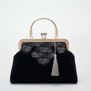 Vintage Shell Lock Women Bags Hand Fringe Tassel Bag