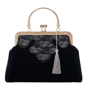 Vintage Shell Lock Women Bags Hand Fringe Tassel Bag