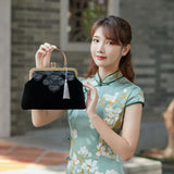Vintage Shell Lock Women Bags Hand Fringe Tassel Bag