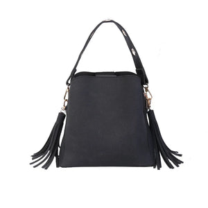 Vintage Fringe Bucket Shoulder Bag Suede Messenger Crossbody Bag