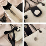 Vintage Shoulder Bag Matte Diamond Lattice Chain Bow Cross-body