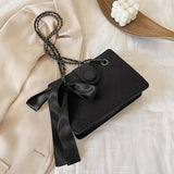 Vintage Shoulder Bag Matte Diamond Lattice Chain Bow Cross-body